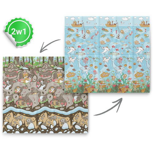 Mata piankowa edukacyjna składana 200 x 180 x 1 cm ziemia