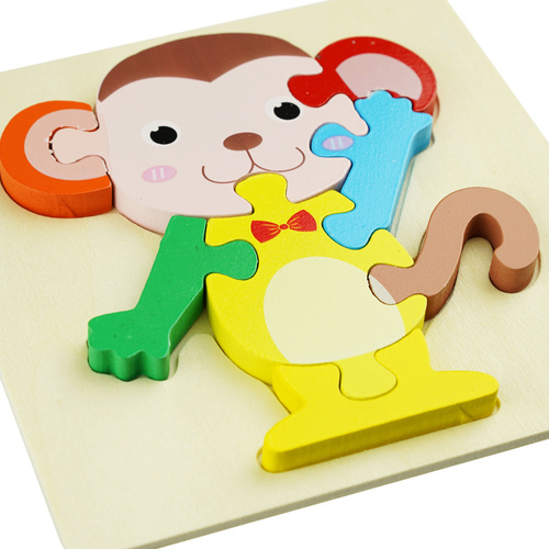 Drewniana kolorowa układanka puzzle Małpka