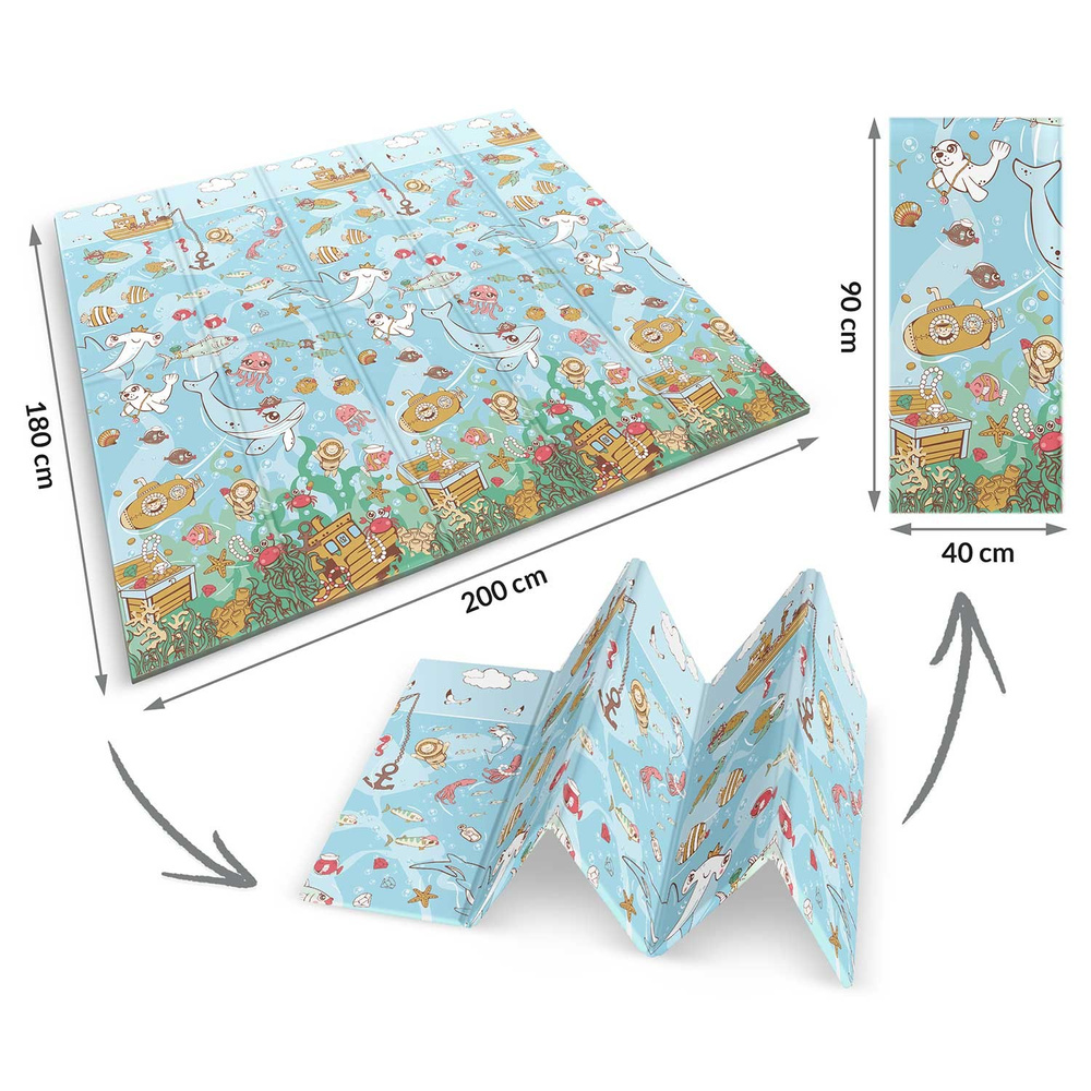 Mata piankowa edukacyjna składana 200 x 180 x 1 cm ziemia