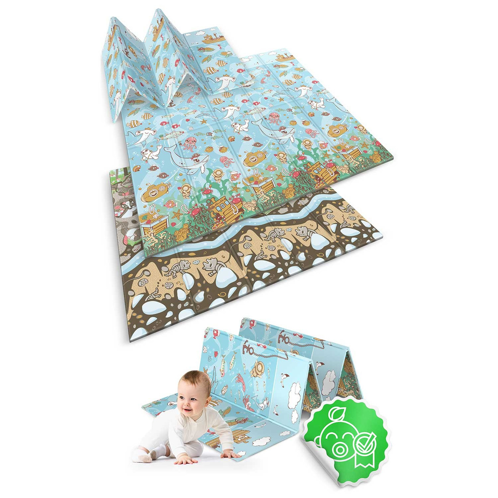 Mata piankowa edukacyjna składana 200 x 180 x 1 cm ziemia