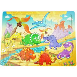 Puzzle drewniana kolorowa układanka  dinozaury