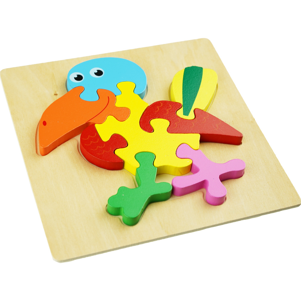 Drewniana kolorowa układanka puzzle Pelikan