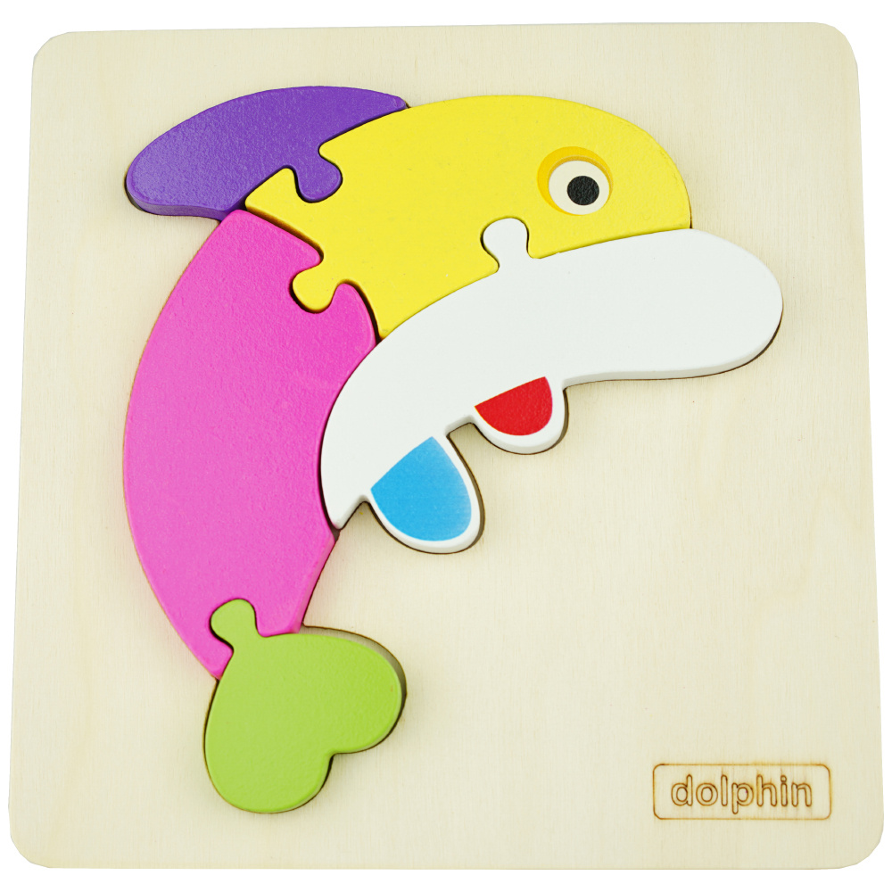 Drewniana kolorowa układanka puzzle delfin HP 7532