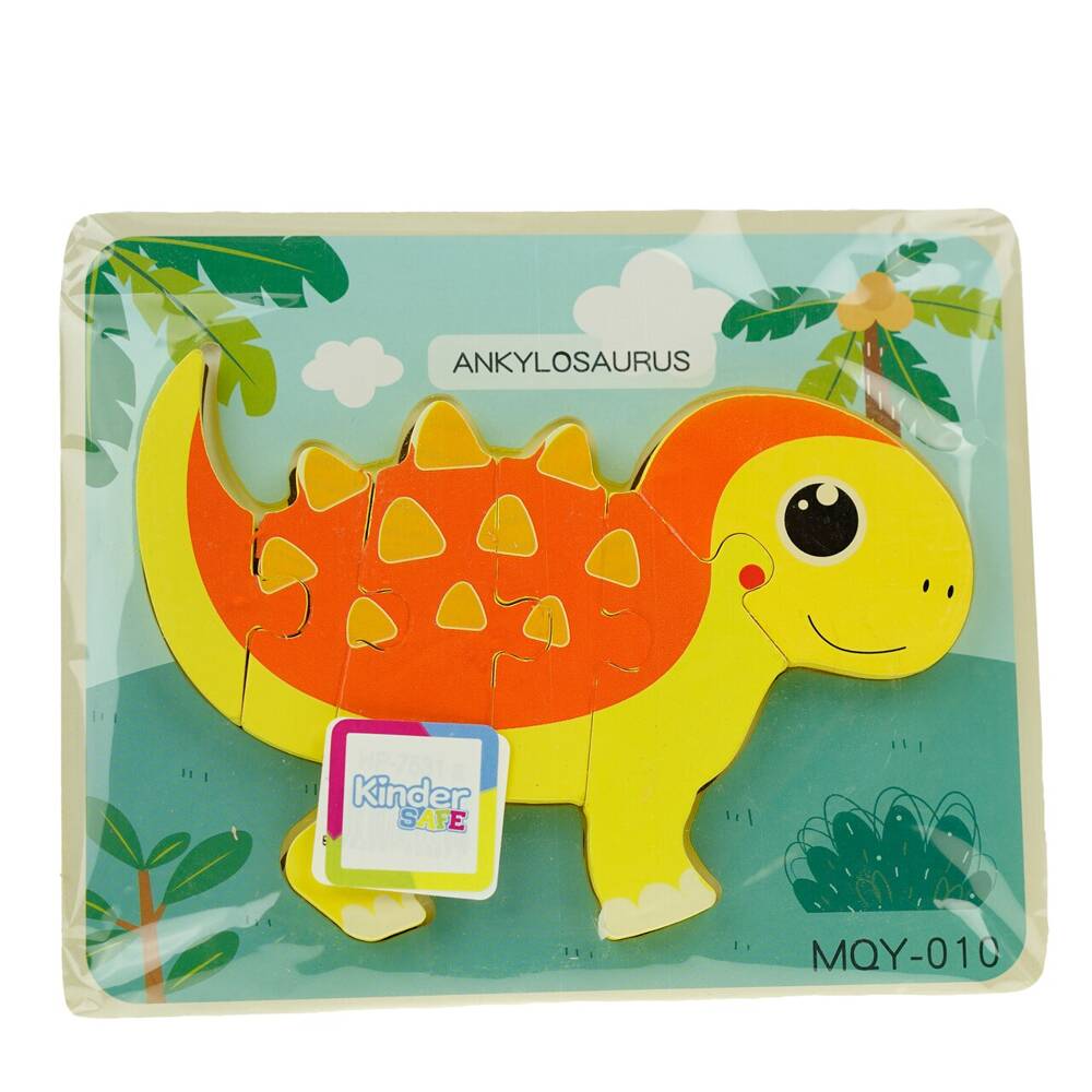 Drewniana kolorowa układanka puzzle dinozaury Ankylosaurus