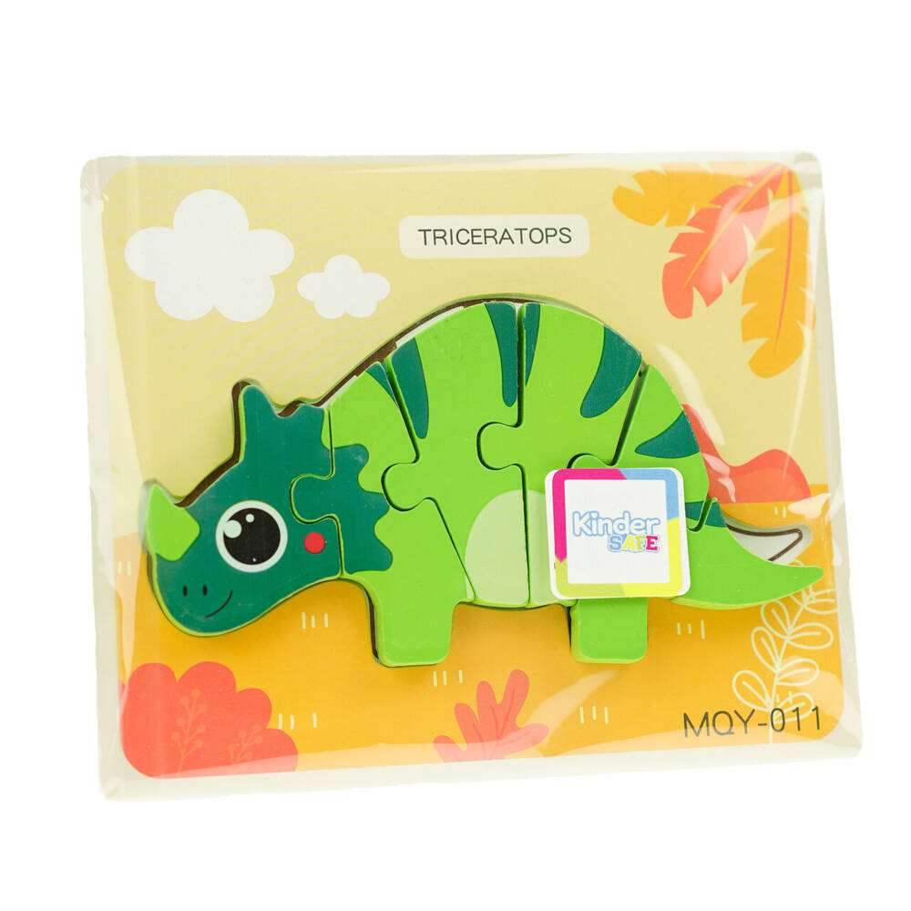 Drewniana kolorowa układanka puzzle dinozaury  Triceratops