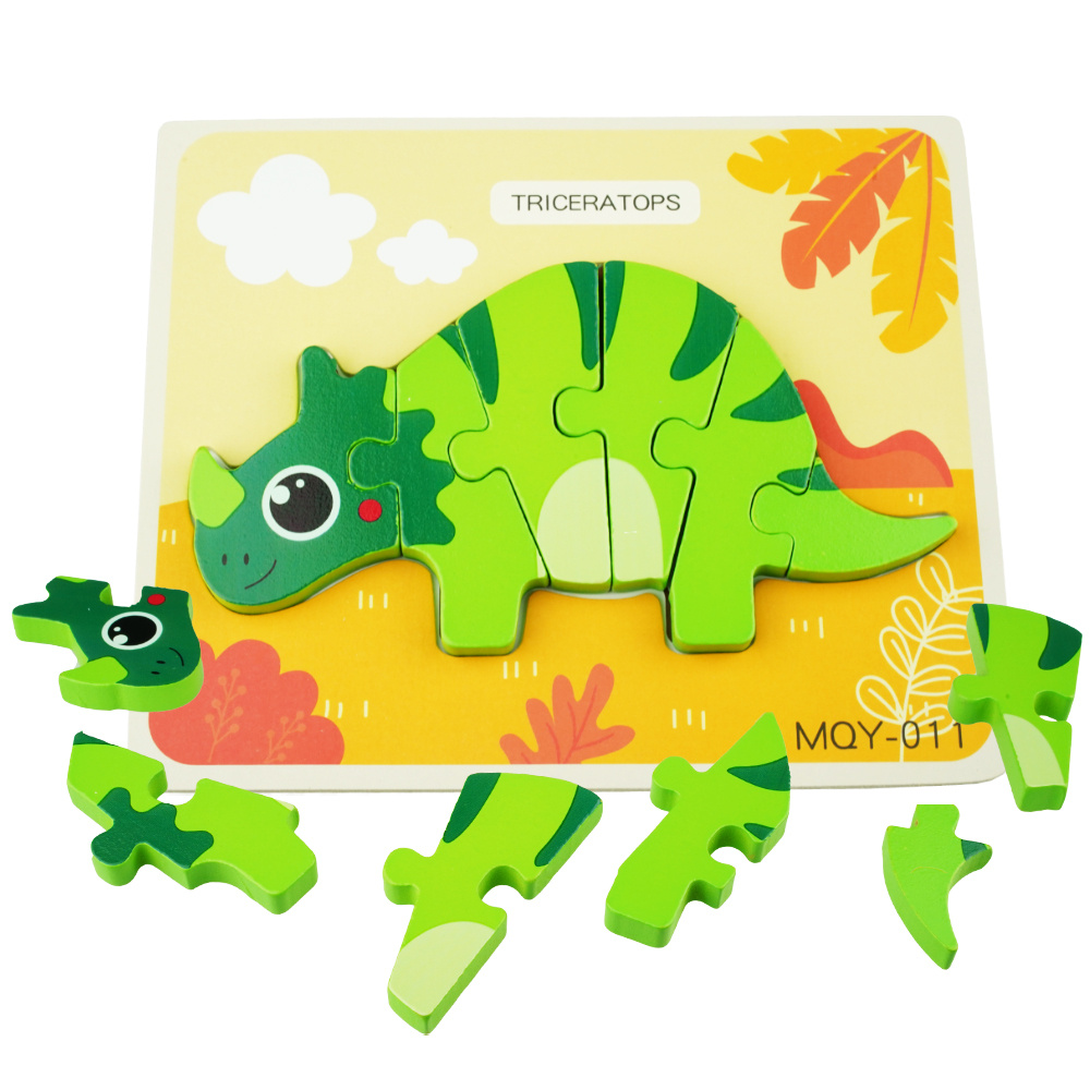 Drewniana kolorowa układanka puzzle dinozaury  Triceratops