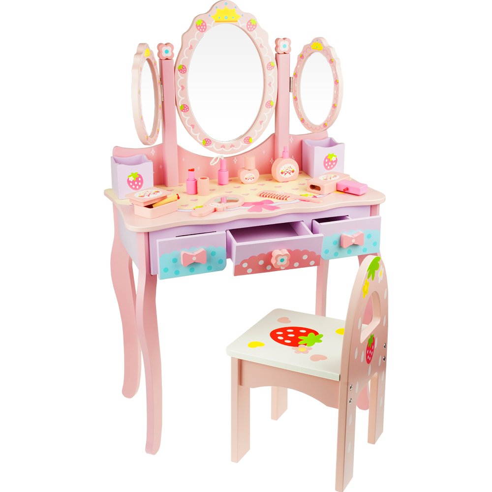 Drewniana toaletka z lustrem krzesełkiem +akcesoria dla dziewczynki  OUTLET