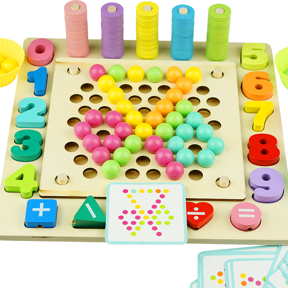 Drewniana układanka Montessori drewniane klocki litery kulki 6 w 1