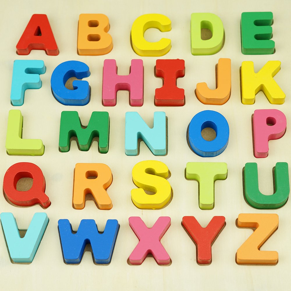 Drewniana układanka puzzle Alfabet Literki Cyfry