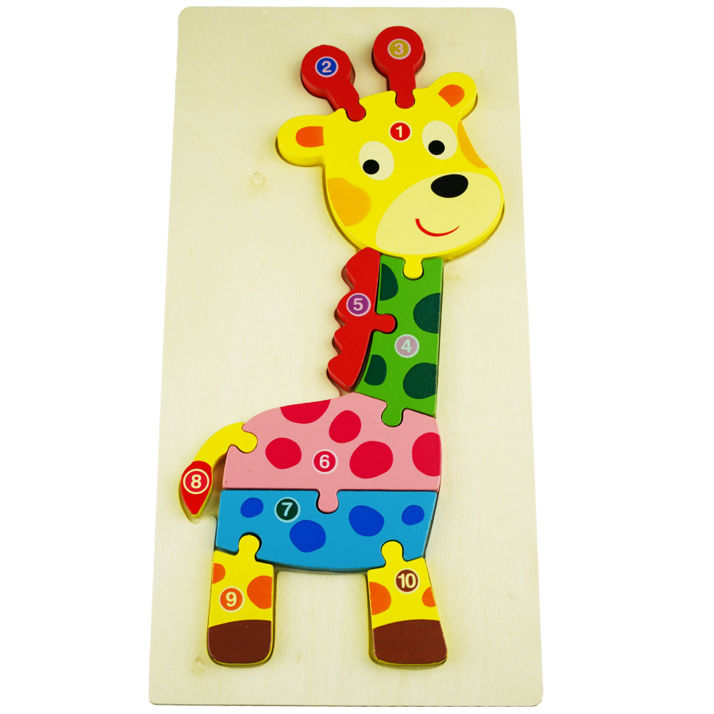 Drewniana układanka puzzle Żyrafa  kolorowa 
