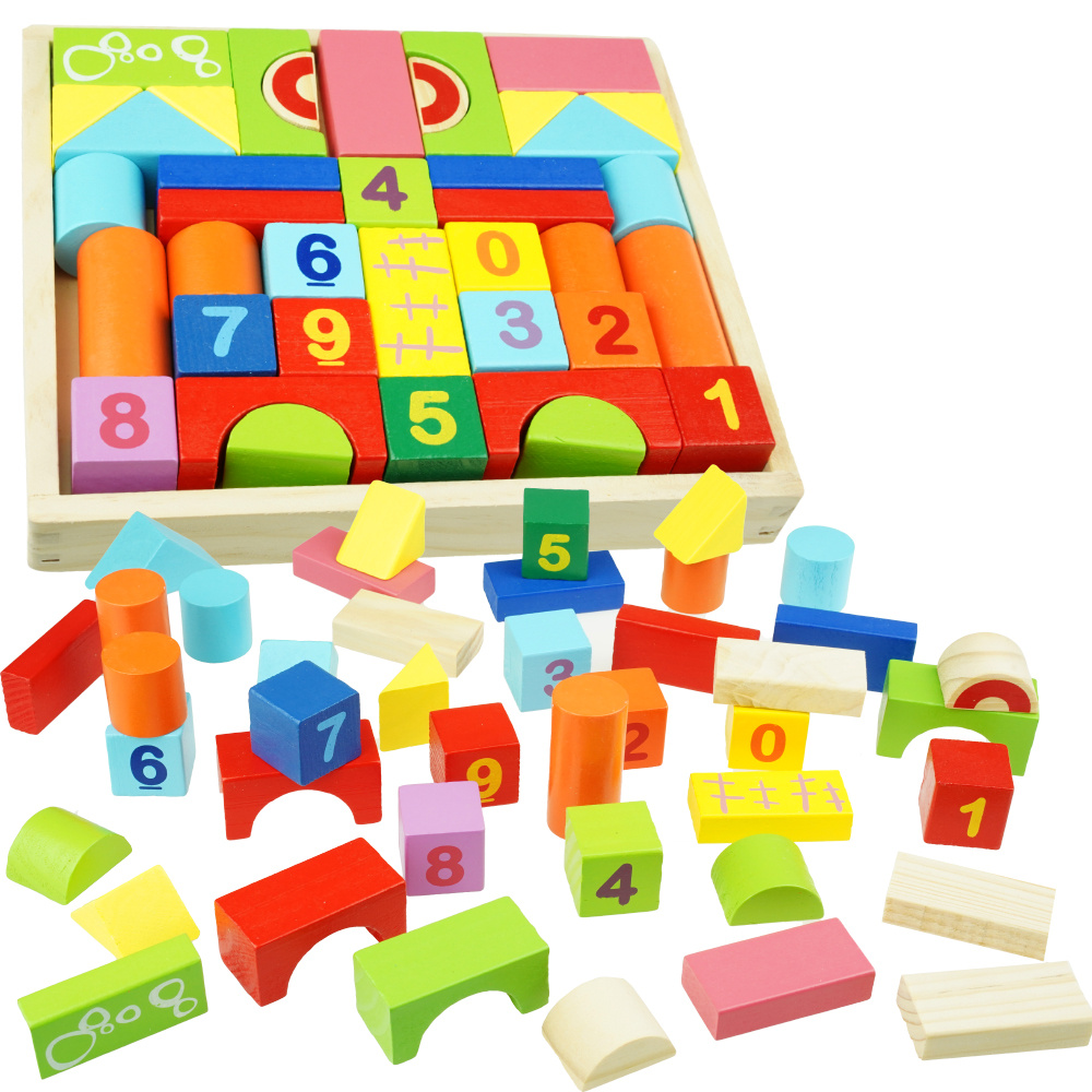 Drewniane klocki edukacyjne puzzle Sorter konstrukcyjne 42el.układanka