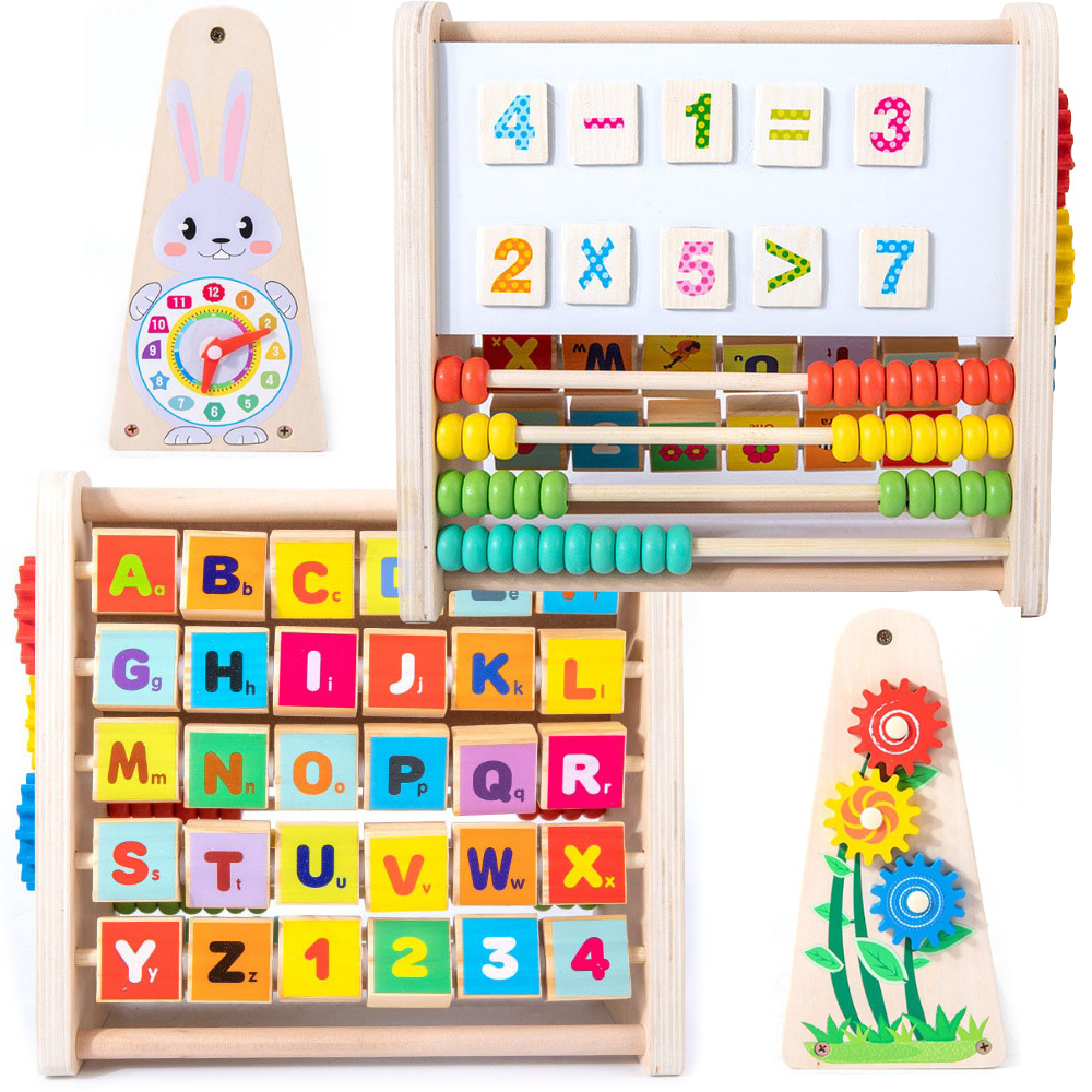 Drewniane liczydło edukacyjne nauka liczb 5w1 Montessori