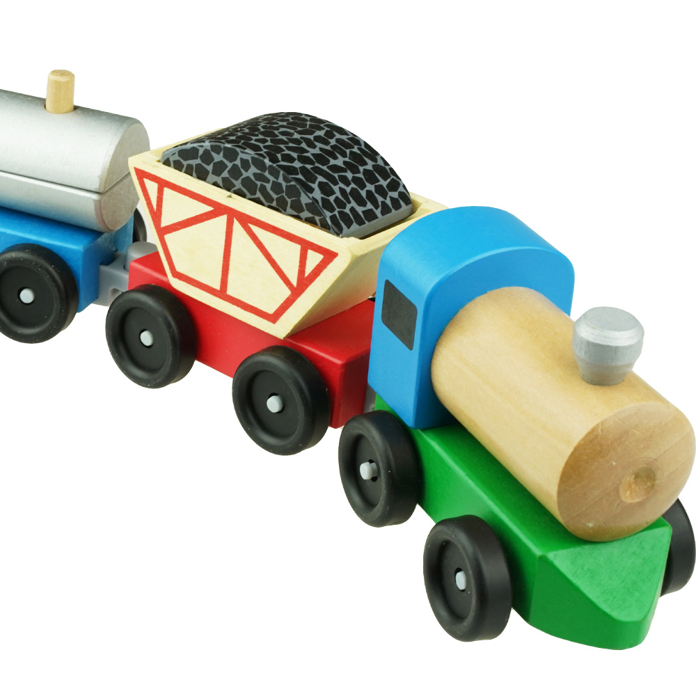 Drewniany pociąg lokomotywa z klockami sorter ciuchcia 