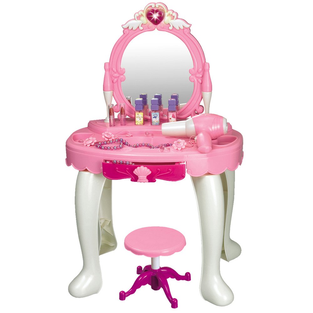 Duża toaletka różowa dla dziewczynki Lustro Fryzjer 