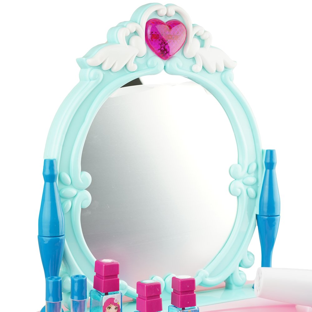 Duża toaletka z lustrem dla dziewczynki akcesoria Fryzjer róż