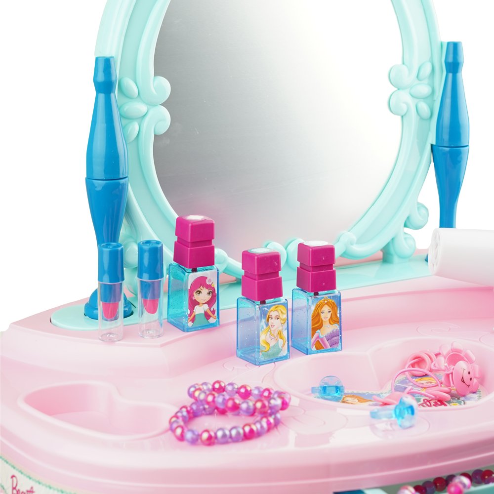 Duża toaletka z lustrem dla dziewczynki akcesoria Fryzjer róż