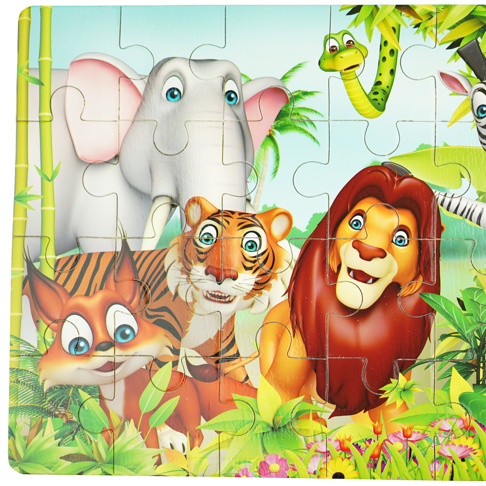 Kolorowa układanka puzzle dla dzieci 40 el. Safari lew tygrys słoń 