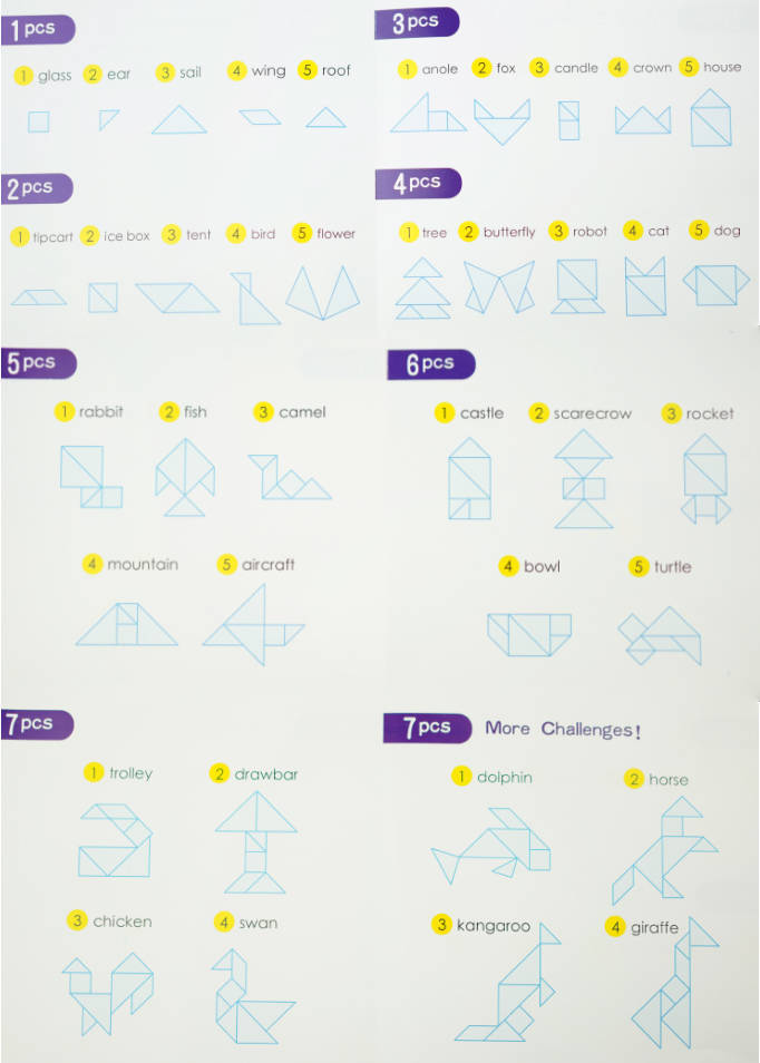 Kreatywna układanka edukacyjna mozaika Tangram klocki drewniane