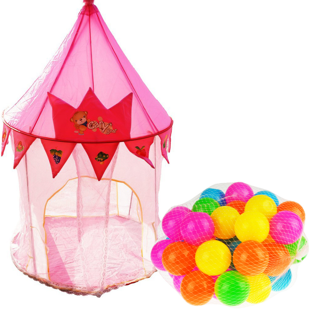 Namiot domek zamek dla dziewczynki do ogrodu domu+ piłki 50 szt.