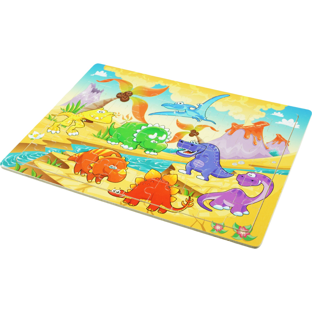 Puzzle drewniana kolorowa układanka  dinozaury 