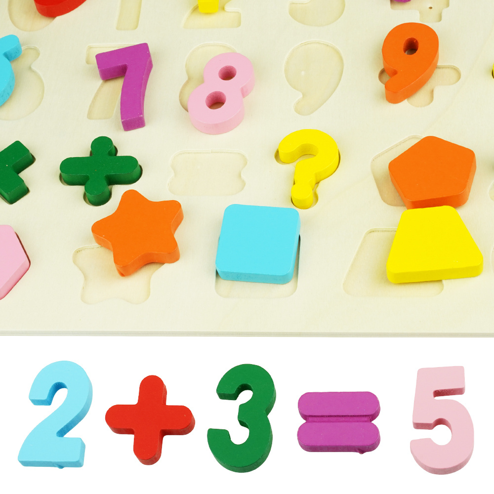 Puzzle drewniane układanka cyfry znaki nauka liczenia