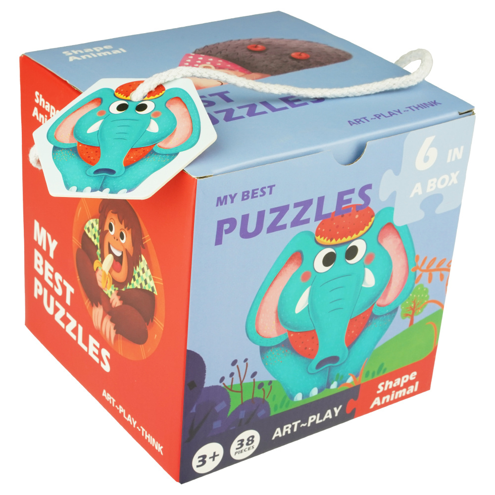 Układanka puzzle dla dzieci 6w1 Panda Małpka Sł oń Foka jeż