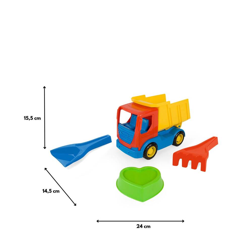Zestaw do piaskownicy Wader 70421 Tech Truck wywrotka z akcesoriami do piasku