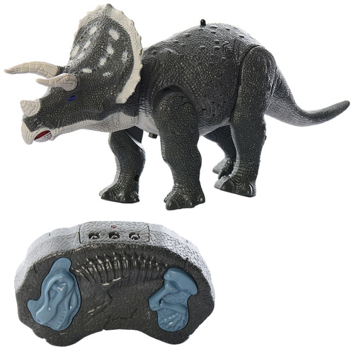 Dinozaur Triceratops zdalnie sterowany - chodzi, ryczy i świeci 