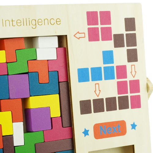 Drewniana gra Tetris puzzle układanka klocki logiczna łamigłówka