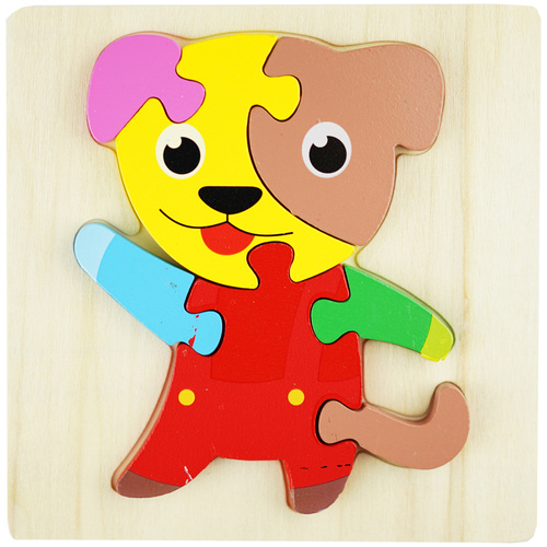 Drewniana kolorowa układanka puzzle Piesek pies