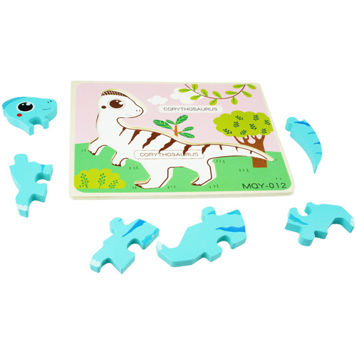 Drewniana kolorowa układanka puzzle dinozaury Corythosaurus