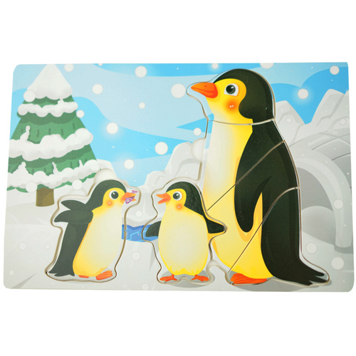Drewniana kolorowa układanka puzzle do kolorowania pingwinki pingwin