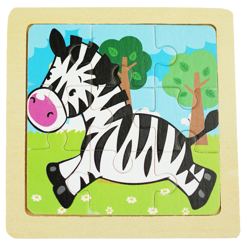 Drewniana kolorowa układanka puzzle zebra konik