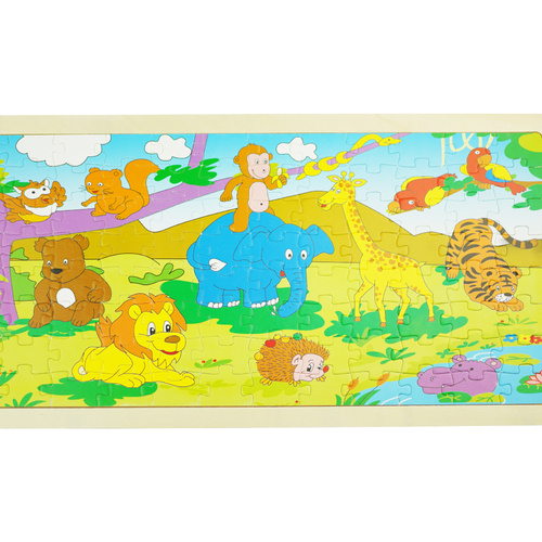 Drewniana kolorowa układanka puzzle zwierzęta zoo