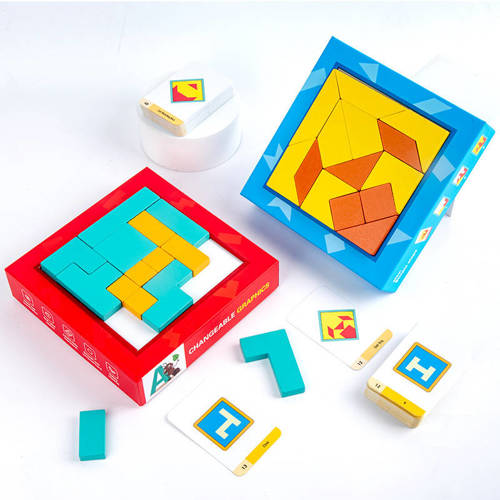 Drewniana układanka sorter puzzle figury klocki + tablica z pisakiem