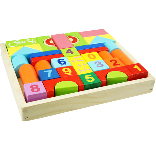 Drewniane klocki edukacyjne puzzle Sorter konstrukcyjne 42el.układanka