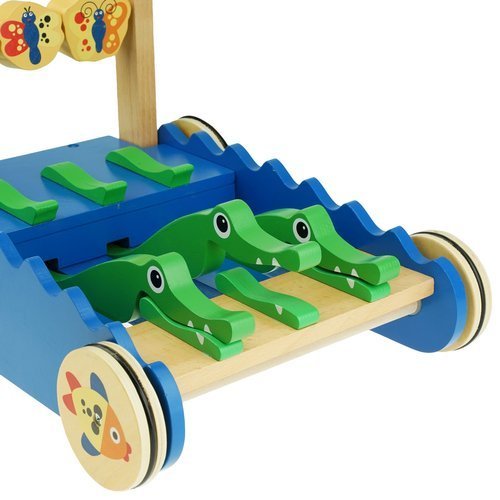 Drewniany pchacz chodzik wesołe krokodyle wózek