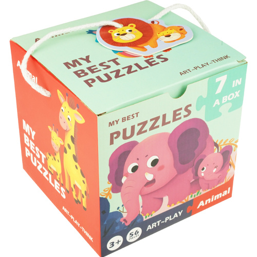 Kolorowa układanka puzzle dla dzieci 7w1 Zwierzątka Mama i dziecko