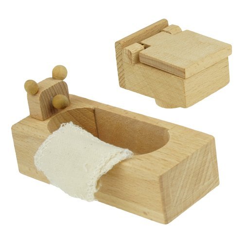 Mebelki drewniane zestaw dla lalek do domku łazienki