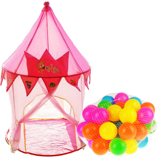 Namiot domek zamek dla dziewczynki do ogrodu domu+ piłki 50 szt.