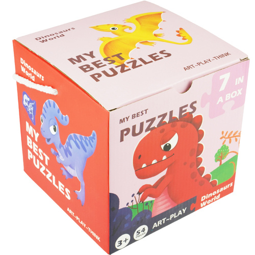 Puzzle dla dzieci 7w1 Dinozaury układanka 