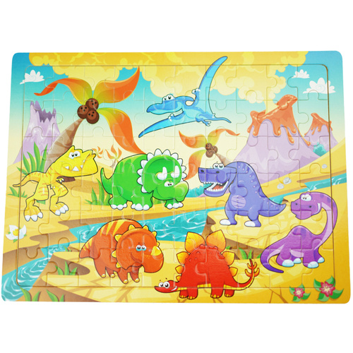 Puzzle drewniana kolorowa układanka  dinozaury 