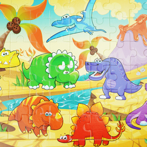 Puzzle drewniana kolorowa układanka  dinozaury 