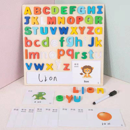 Tablica edukacyjna układanka puzzle alfabet pisak karty