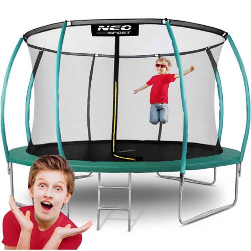 Trampolina ogrodowa 12ft/374cm z siatką, profilowanymi słupkami i drabinką Neo-Sport