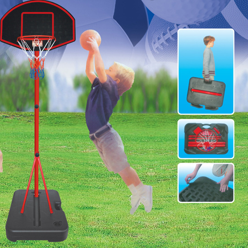 Zestaw do gry w koszykówkę w walizce kosz + piłka 188 cm